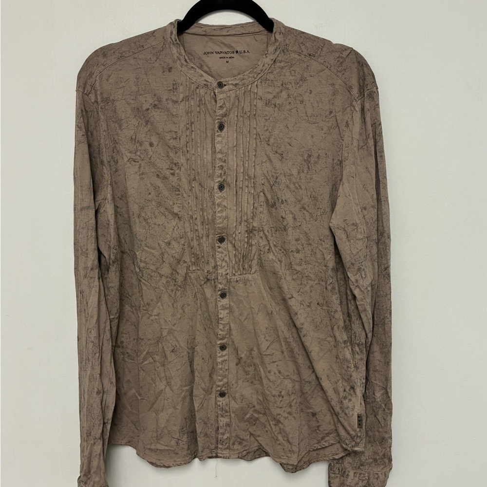 John Varvatos Crinkled Pleated Shirt Size medium New - Picture 2 of 7